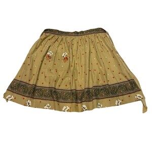 #5742 Womens Cotton Tan with Floral vintage Half Apron with Pockets